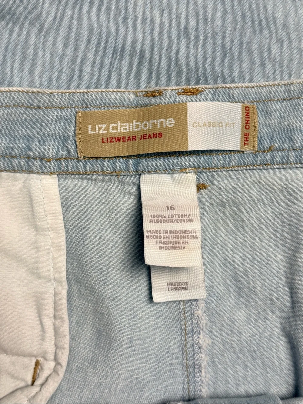 Liz Claiborne Classic Fit Light Wash Denim Capri Jeans Women’s 16 Cotton